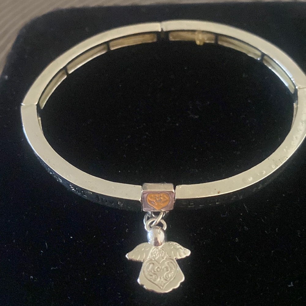 Angel Tag Silver tone 4 link bracelet with Corinthian Inscriptions-NWOT